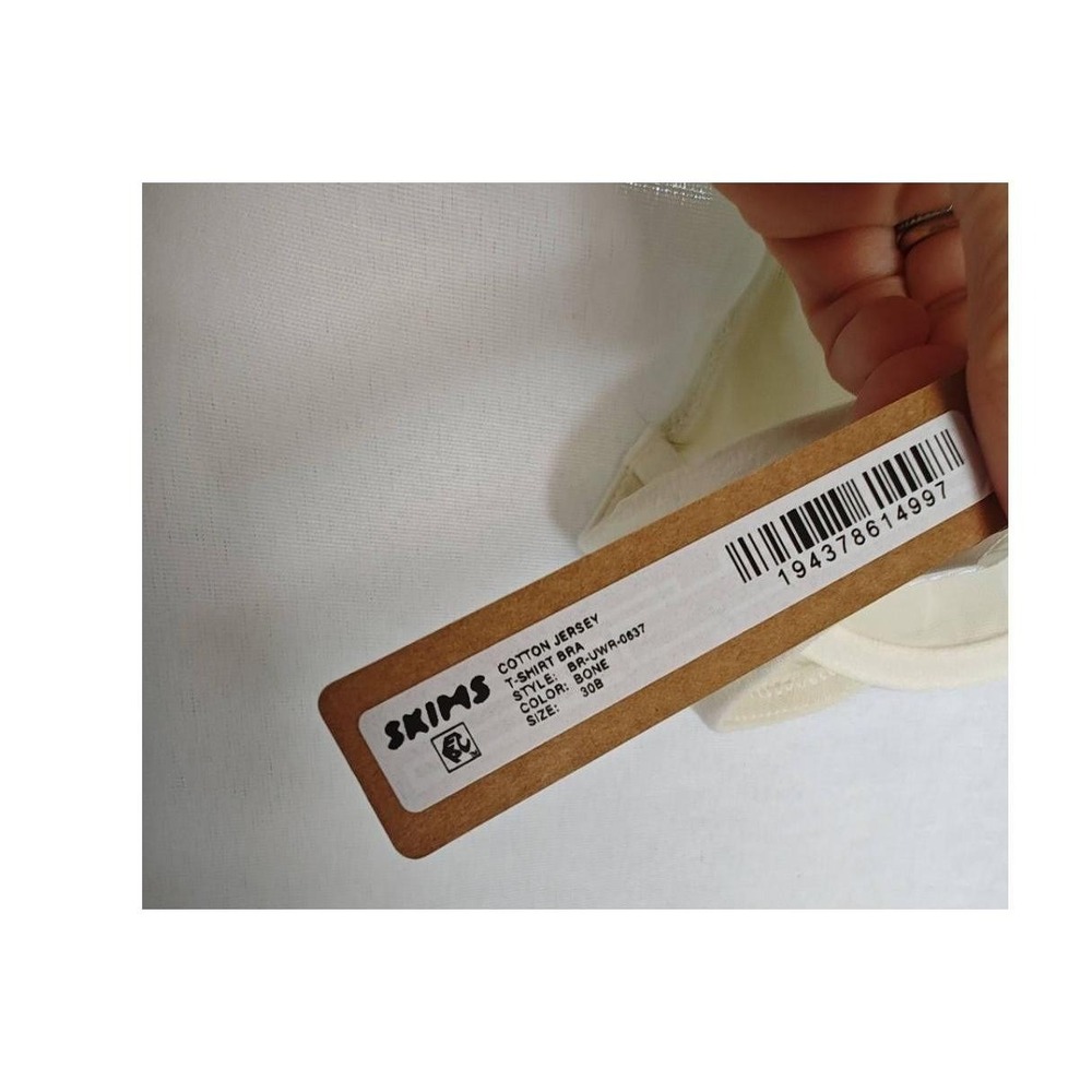 SKIMS Bra Cotton Jersey T-Shirt Bone Cream‎ 30B Underwire Mesh Unlined New - Picture 7 of 7